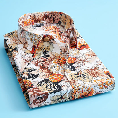 Fashionable Male Flower Pattern Shirt