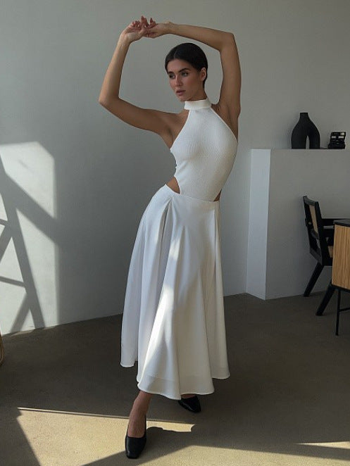 Long Satin Maxi Skirt High Waist Elegant Look
