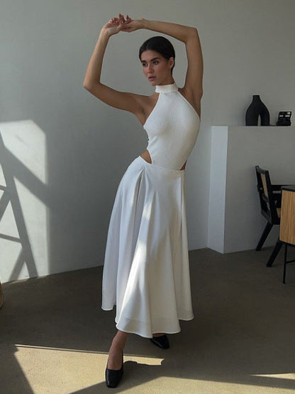 Long Satin Maxi Skirt High Waist Elegant Look