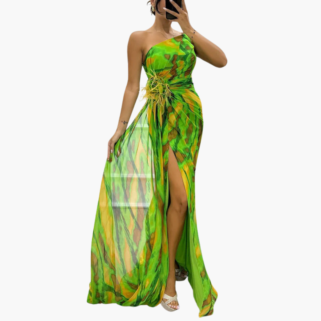 Chic Off Shoulder Maxi Dress with Flowy Design