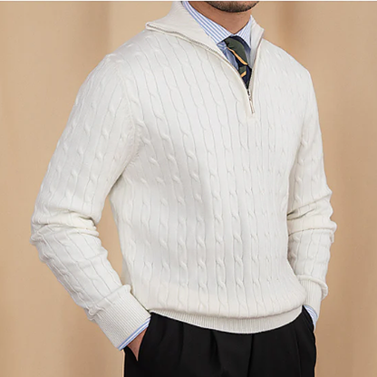Classic Men's Cable Knit Half Zip Sweater