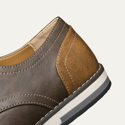 Classic Brown Leather Lace Up Sneakers