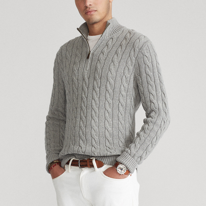 Classic Mid-Zip Pullover Sweater - Nocini