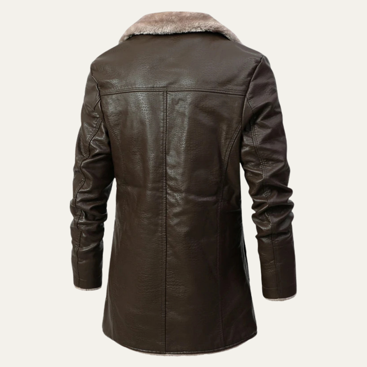 Warm Men's Leather Fur Lined Winter Coat