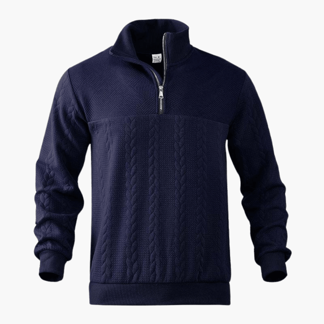 Classic Crew Neck Cable Knit Sweater for Men