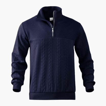 Classic Crew Neck Cable Knit Sweater for Men