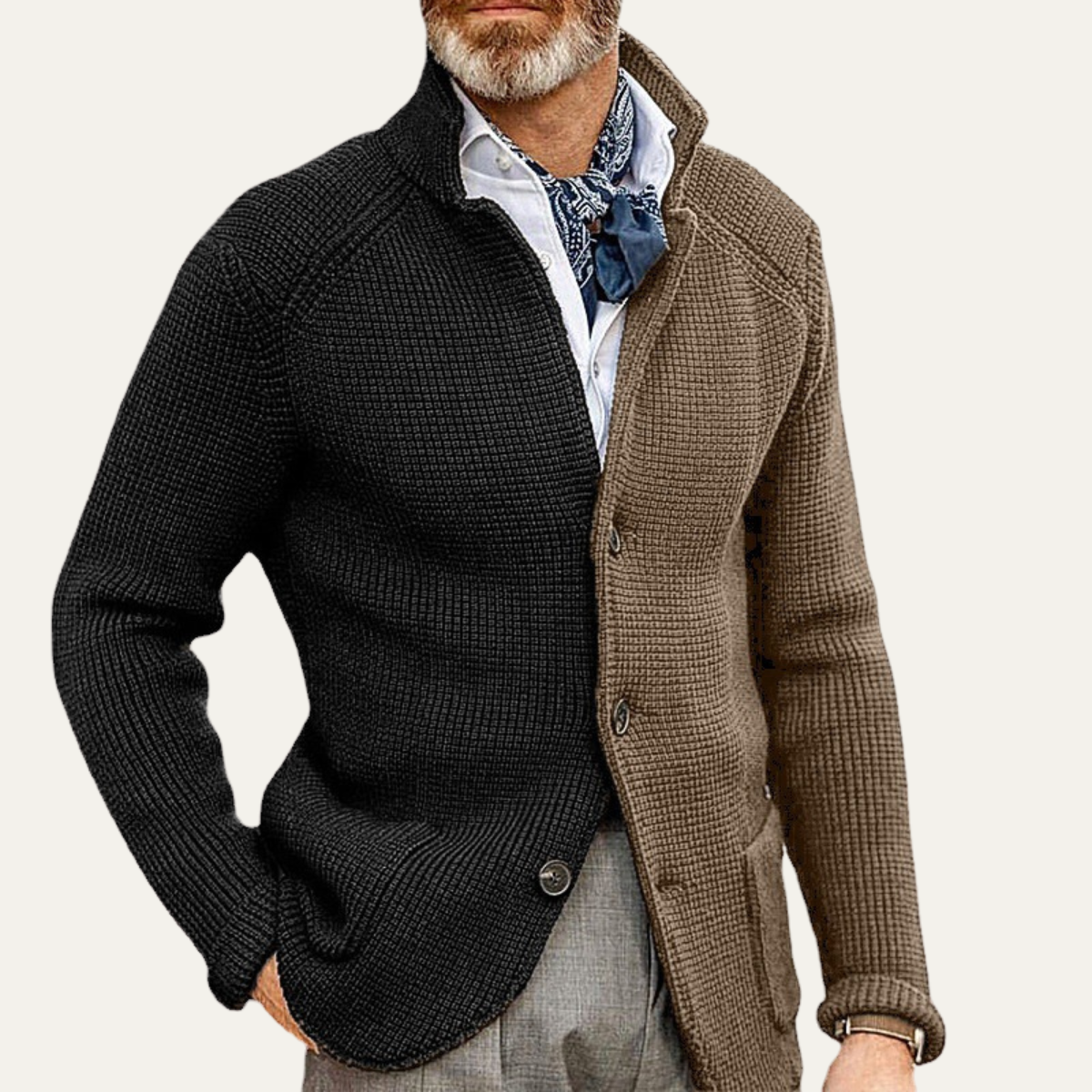 Classic Men's Colour Block Knit Cardigan