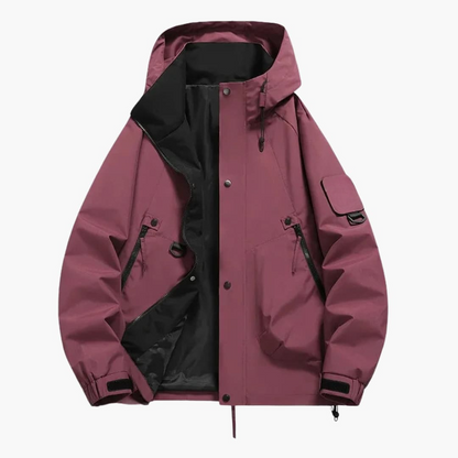 Waterproof Snow Jacket with Hood and Zip Pockets