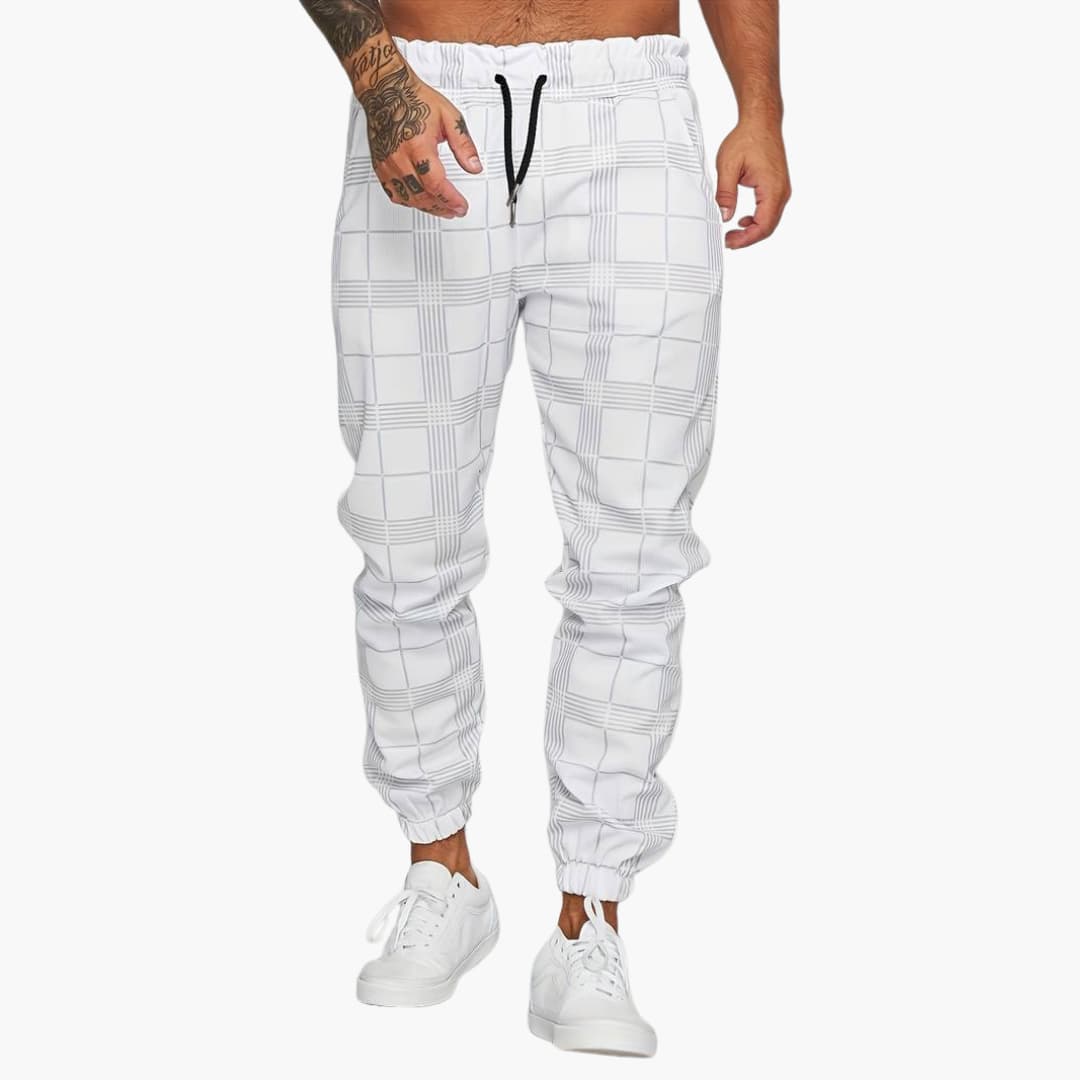 Comfortable Checkered Elastic Waist Pants