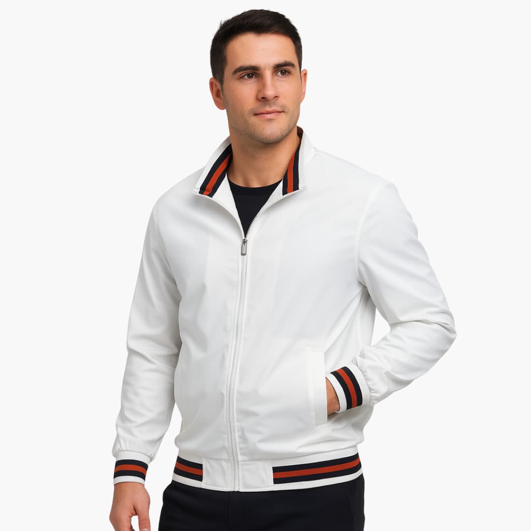 Men's Zip Up Jacket with Striped Bottom - Olytrend