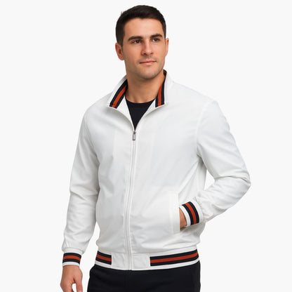 Men's Zip Up Jacket with Striped Bottom - Olytrend
