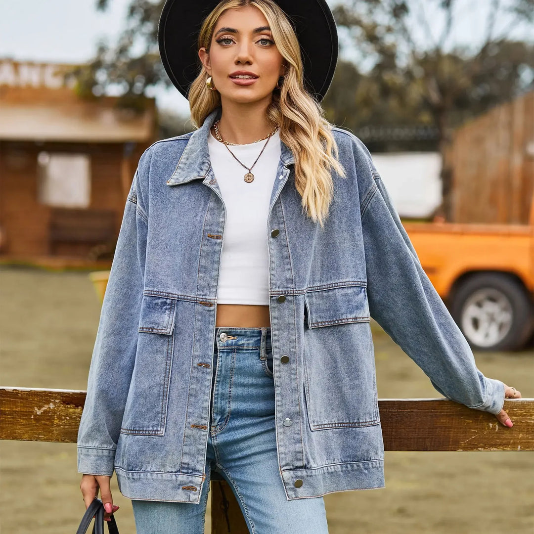Timeless Retro Blue Jeans Jacket for Ladies