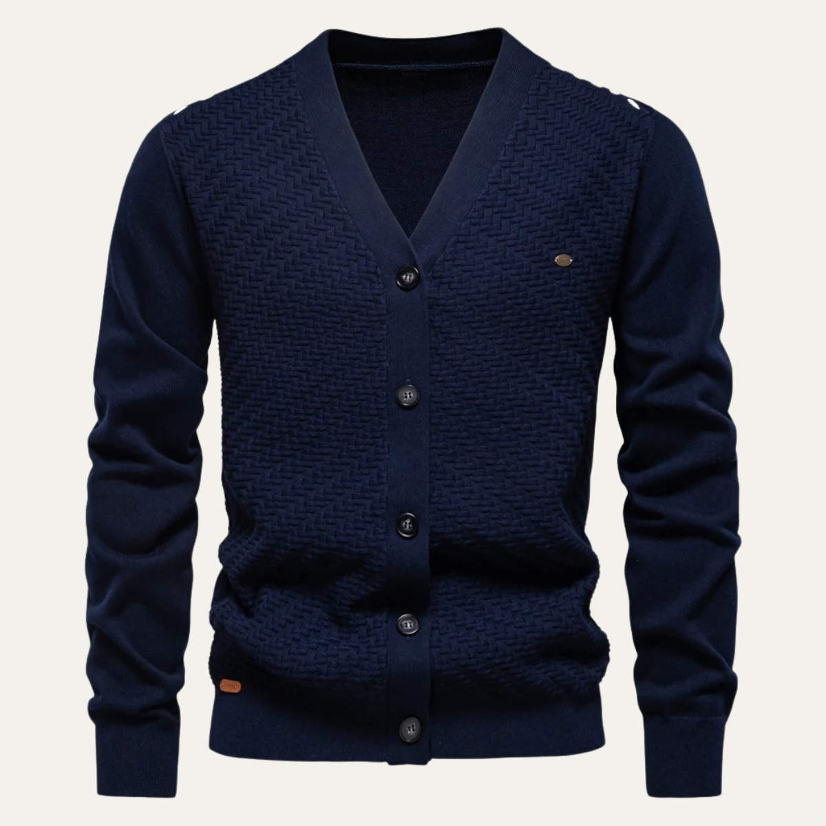 Rugged Mens Cable Knit V Neck Cardigan Sweater
