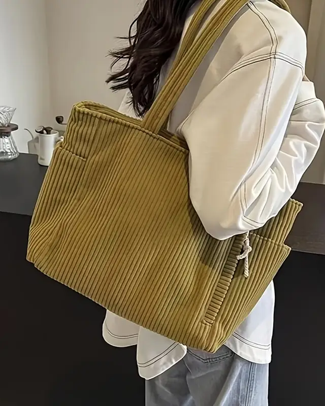 Rustic Textured Canvas Shopper Bag