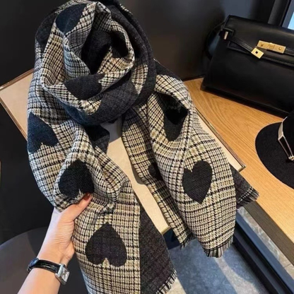 Cozy Soft Checked Fringed Winter Scarf