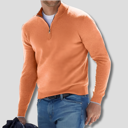 Classic Zip Neck Cotton Sweater