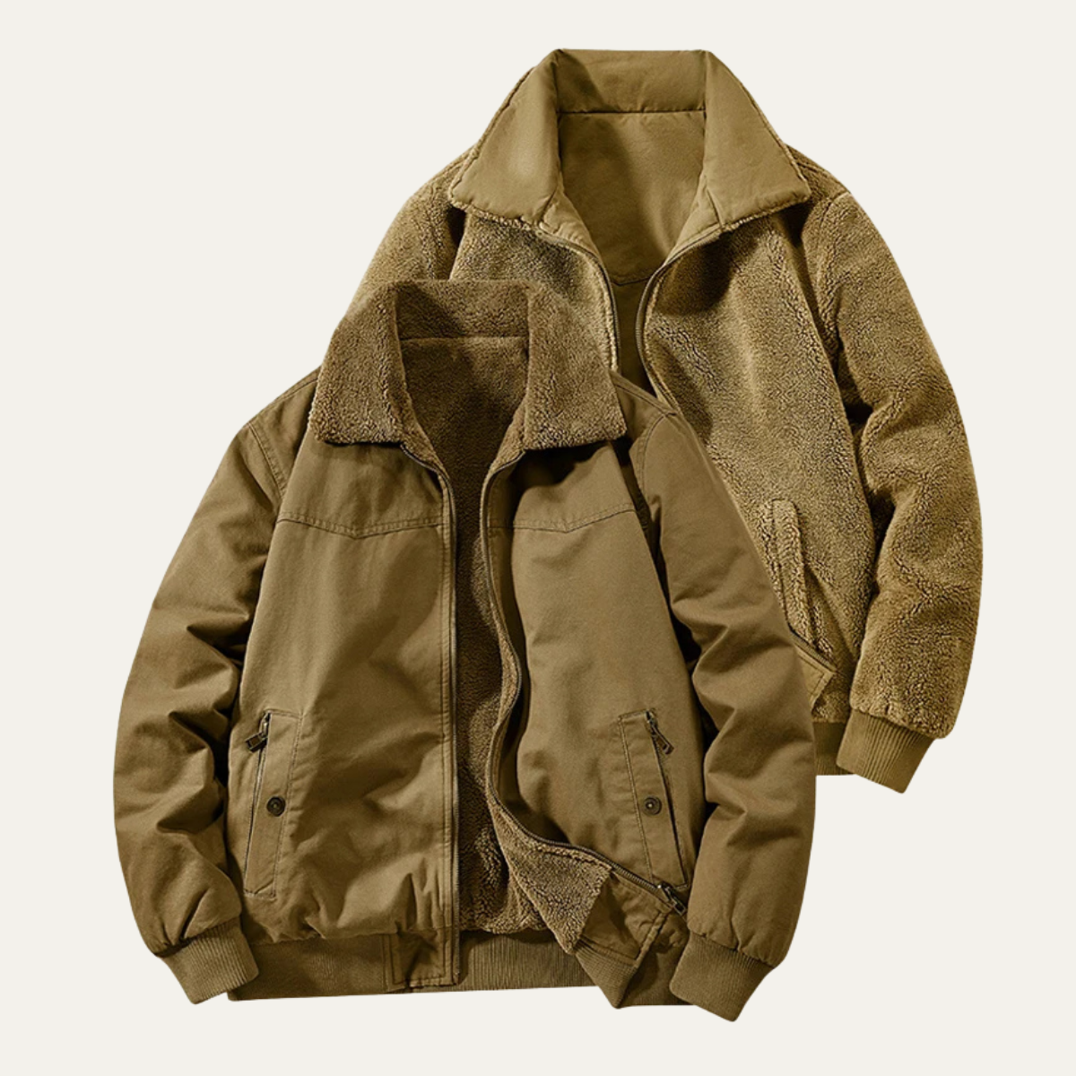 Warm Reversible Mens Fleece Bomber Jacket