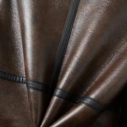 Warm Men's Fleece Lined Leather Aviator Jacket