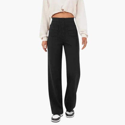 Women's Comfortable Wide Leg Pants with Button Front