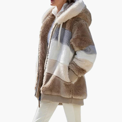 Ladies' Zip Up Striped Hoodie Coat
