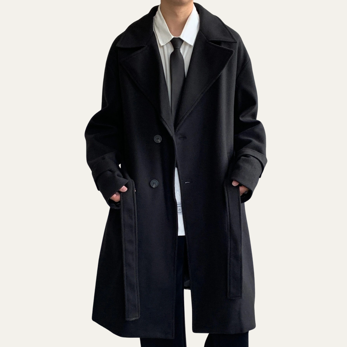 Classic Men's Camel Overcoat with Adjustable Belt