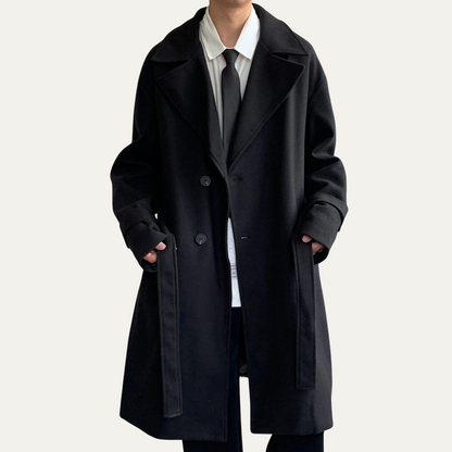 Classic Men's Camel Overcoat with Adjustable Belt
