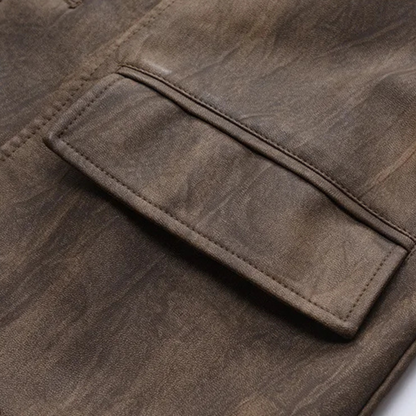 Classic Men's Brown Leather Blazer Jacket
