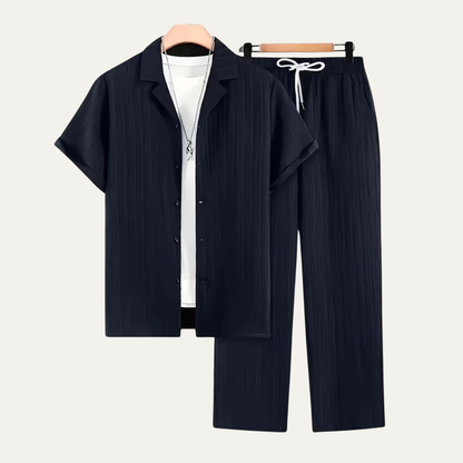 Breathable Linen Casual Shirt and Pants Set for Men