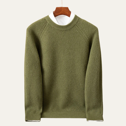 Warm Mens Merino Wool Crew Neck Winter Sweater