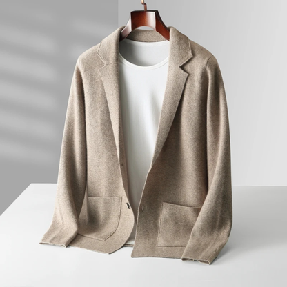 Comfortable Men's Merino Wool Crew Neck Cardigan Sweater
