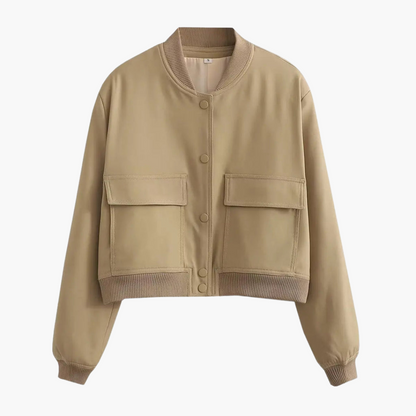 Practical Women's Bomber Jacket with Big Pockets
