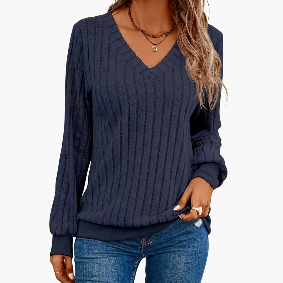 Ladies' Casual Long Sleeve V Neck Sweater