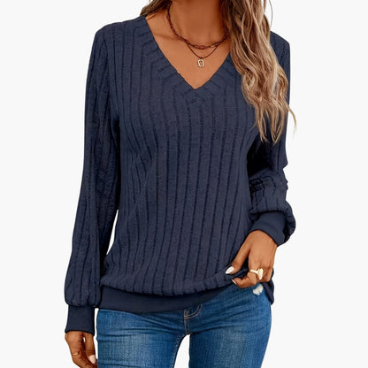 Ladies' Casual Long Sleeve V Neck Sweater