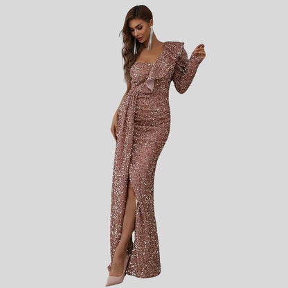 Shiny Long Evening Dress for Ladies