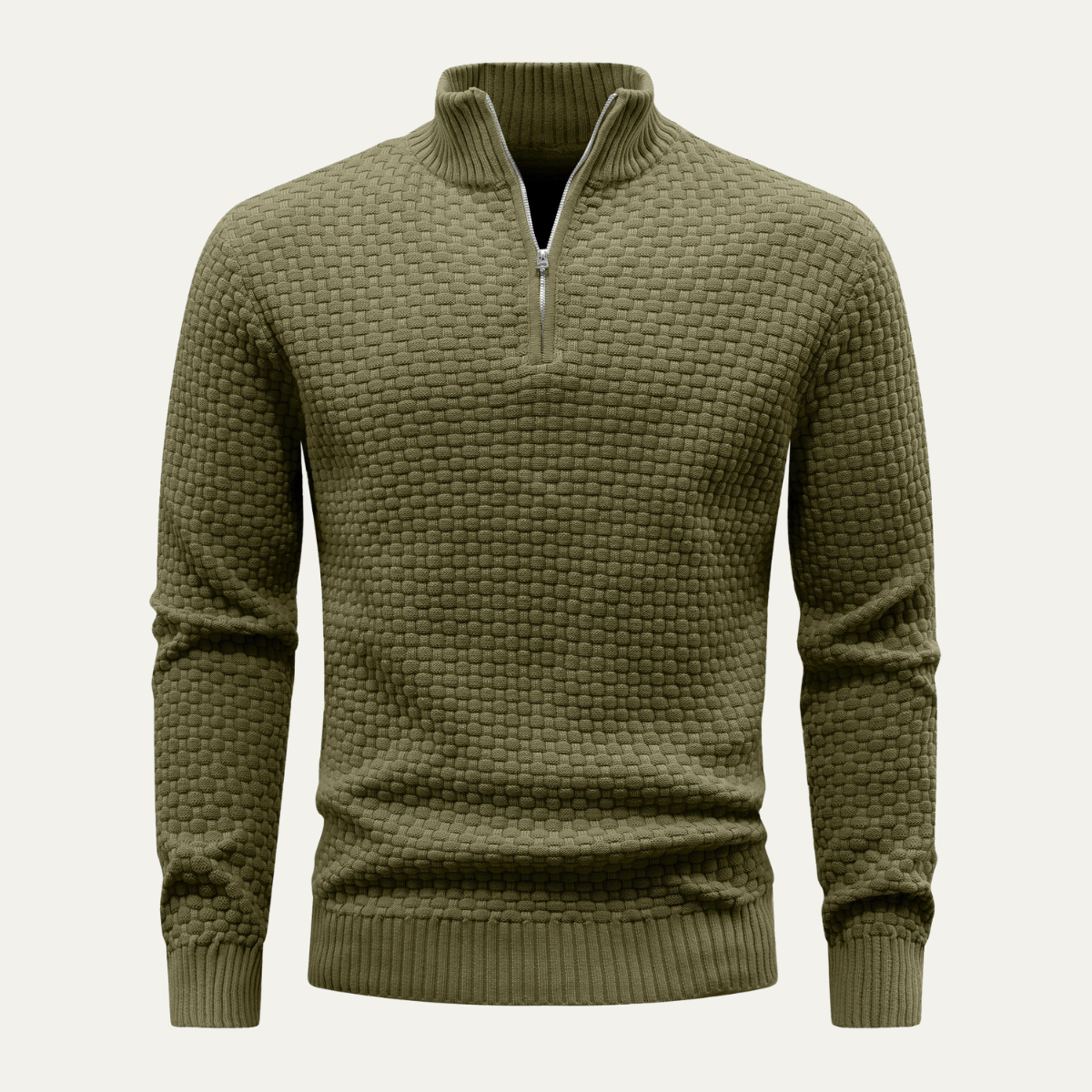 Men's Thick Quarter Zip Cable Knit Sweater