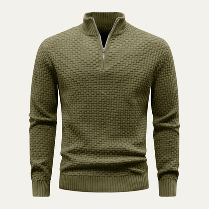 Men's Thick Quarter Zip Cable Knit Sweater