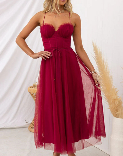 Women's Breathable Tank Maxi Dress with V Neck