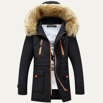 Warm Men's Faux Fur Lined Parka Coat Jacket