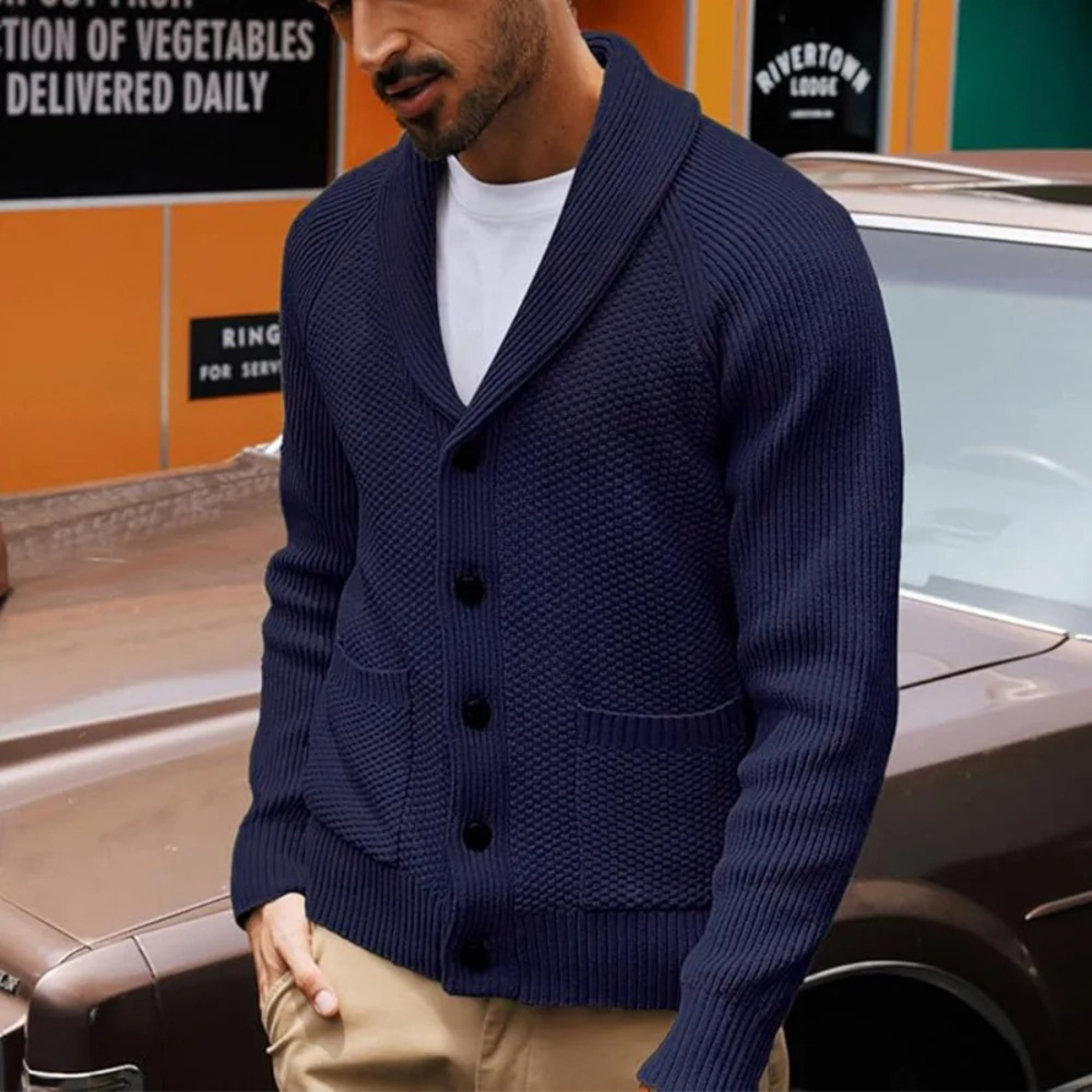 Classic Men's Button Front Sweater Cardigan