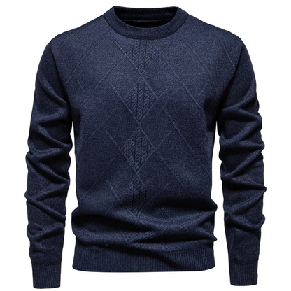 Cozy Men's Diamond Pattern Crew Neck Sweater