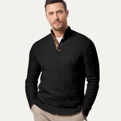 Classic Men's Crew Neck Cable Sweater