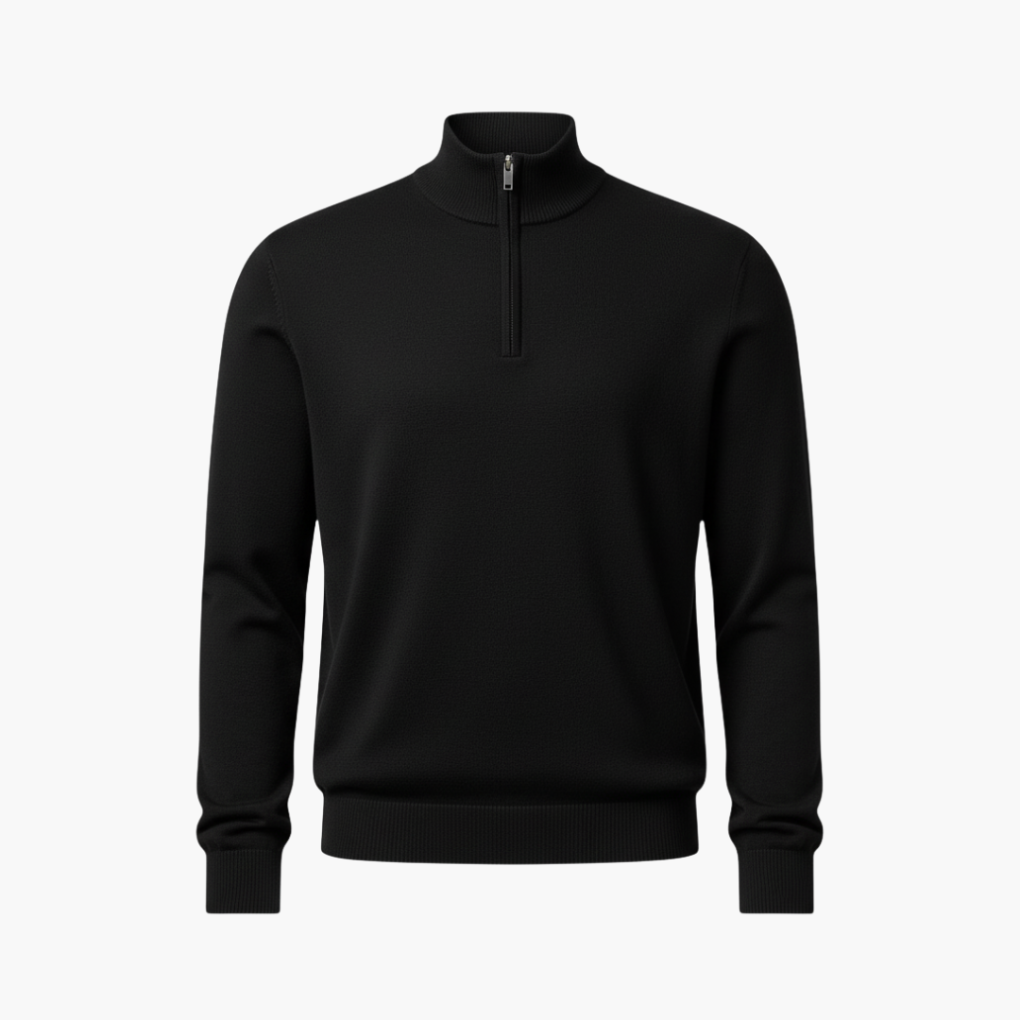 Men's Quarter Zip Ribbed Sweater - Olytrend