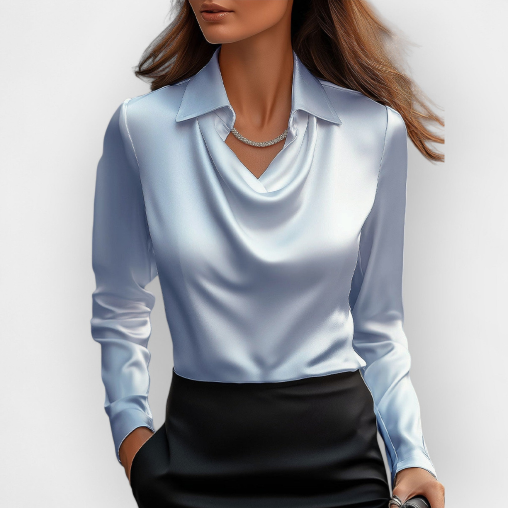 Luxurious Silk Blouse with Ruffle Neckline