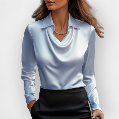 Luxurious Silk Blouse with Ruffle Neckline