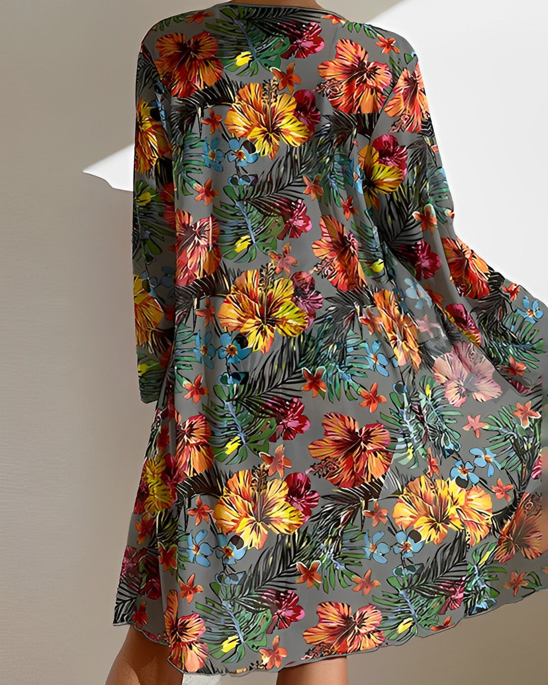 Colorful Floral Beach Swimwear Set with Cover Up