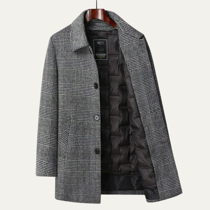 Warm Waterproof Plaid Men's Trench Coat