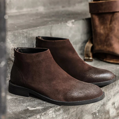 Classic Men's Suede Leather Zip Boots
