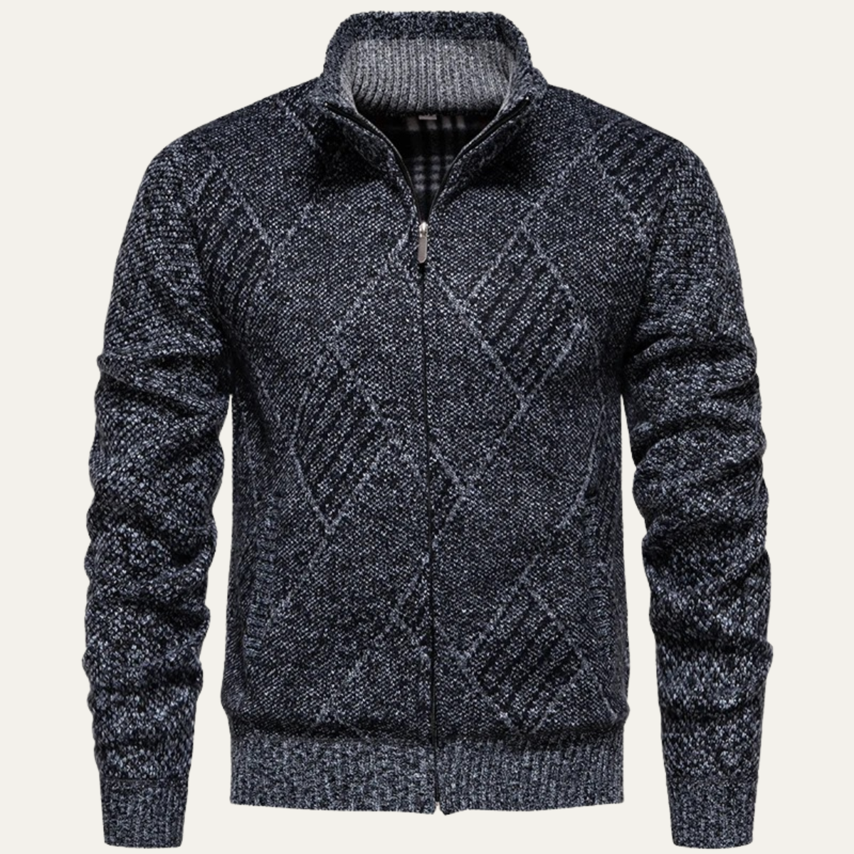 Cozy Men's Diamond Pattern Fleece Cardigan Jacket