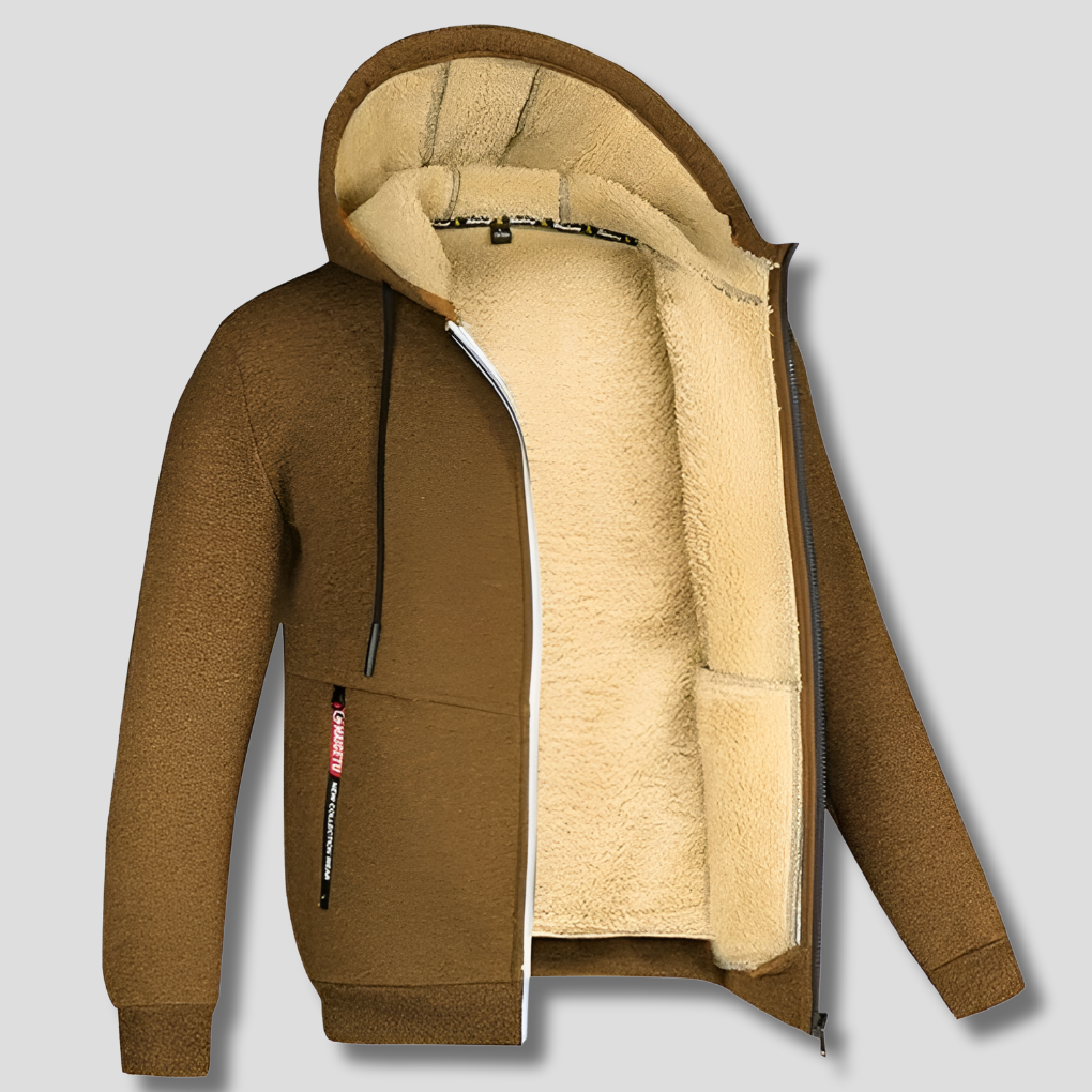 Warm Men's Fleece Jacket with Faux Fur Inside