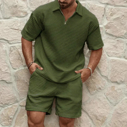 Casual Polo Shirt and Shorts Set for Men
